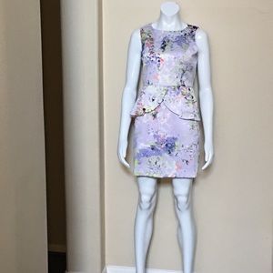 Mac & Jac Lilac + Watercolors Peplum Dress Sz M